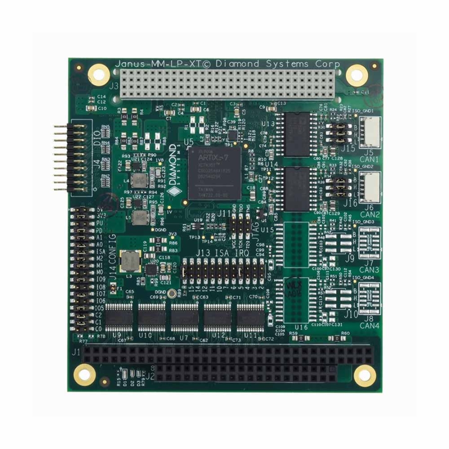 JANUS-MM-LP 4 Port Isolated CAN Bus PC/104 Module with 16-Channels Digital I/O