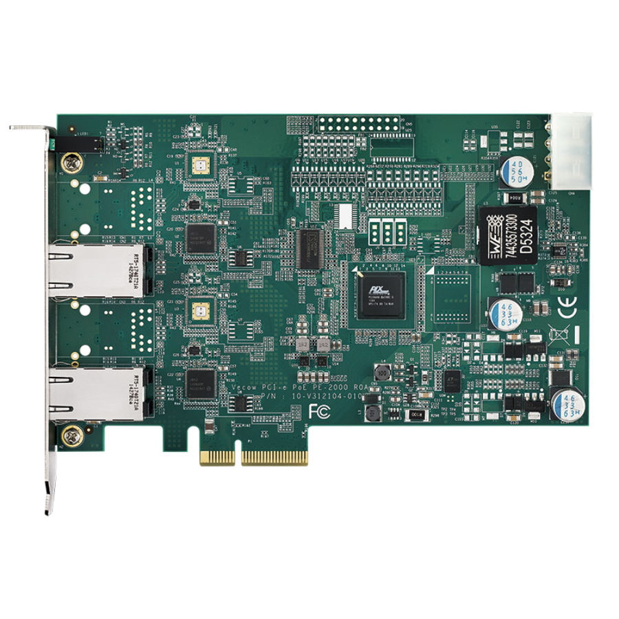 PE-2000 2 Port IEEE 802.3at PoE+ Gigabit Ethernet LAN PCIe Card with PTP