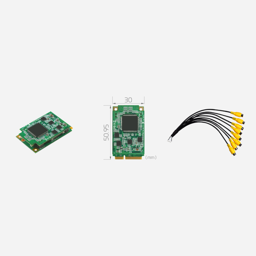 SC3C0N8 MC mPCIe 8-ch BNC CVBS Capture Card with Hardware Compression