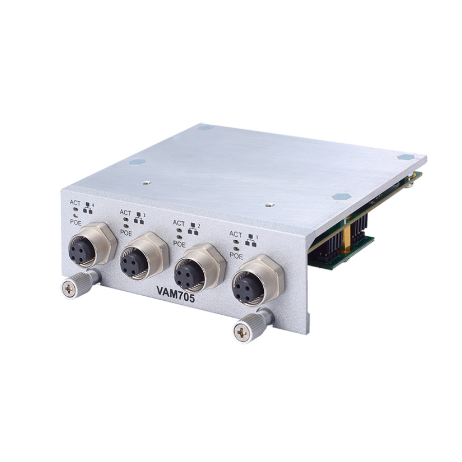 VAM704 4x M12 D-coded 10/100 Mbps Ethernet LAN tBOX Expansion Module